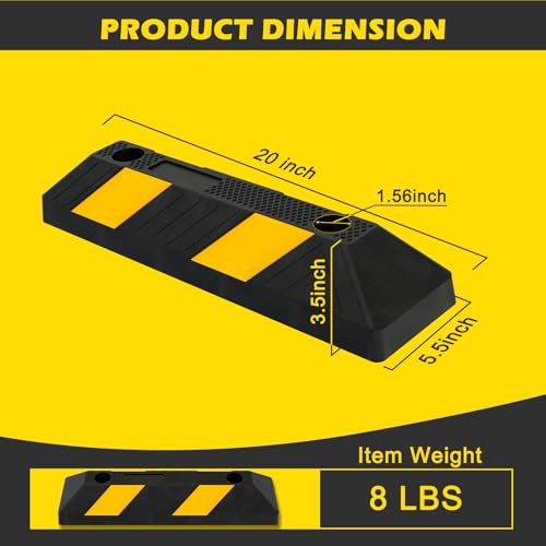 20" Rubber Parking Curb Stop (20 inch-(4 Pack))