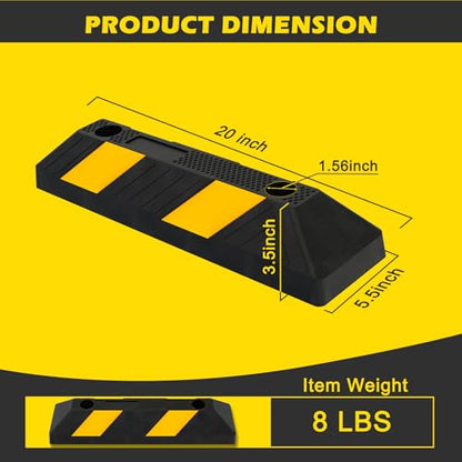 20" Rubber Parking Curb Stop (20 inch-(4 Pack))