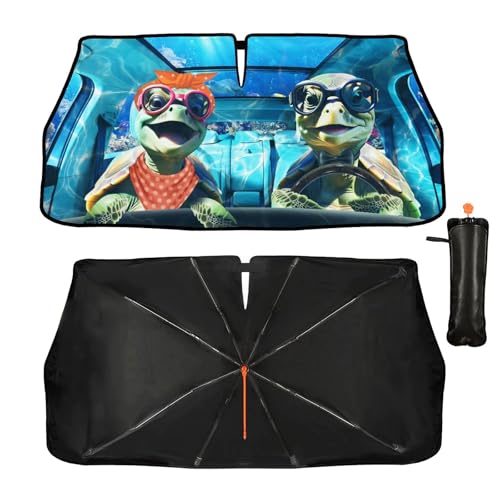 Fun Turtle Driving Windshield Sunshade Umbrella Sea Turtle Umbrella Sun Shade for Car Windshield Upgraded Heat Insulation Sunshades Car Front Window Covers for Trucks Sedan SUV Pickup (One Size / Style8)