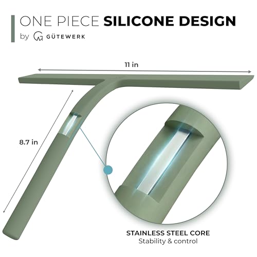 Silicone Shower Squeegee with 3 (Green / 11 Inches)