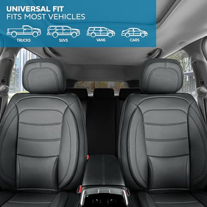 Curated Prestige Leather Seat Covers for Cars & SUVs (Charcoal/Black (Prestige) / Front Seats)