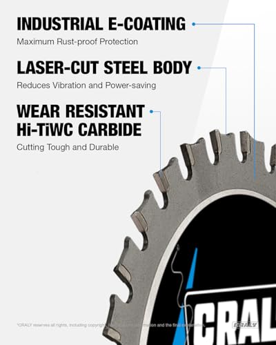 5-3/8 Inch 30 Teeth Steel and Ferrous Metal Cutting Circular Saw Blade, 20 mm Arbor, Thin Kerf, Professional Carbide Tipped Blade for Angle Iron, Threaded Rod, EMT Conduit(C0530MC) (5-3/8" 30T)