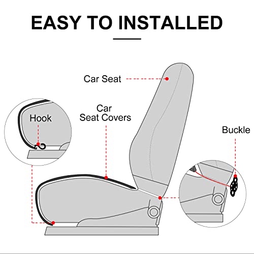 Comfortable Car Seat Covers Universal Front Seat Coves for Car Accessories with Storage Pockets (Grey)