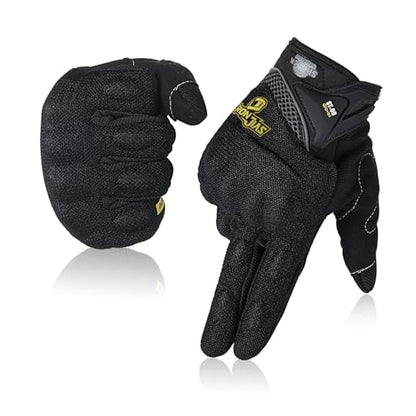 Motorcycle Riding Gloves Touch Screen Full Finger Glove Motocross Road Racing Bike Outdoor Sports for Women Men (Medium / 09Black)