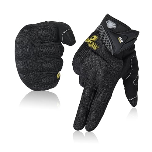 Motorcycle Riding Gloves Touch Screen Full Finger Glove Motocross Road Racing Bike Outdoor Sports for Women Men (Medium / 09Black)