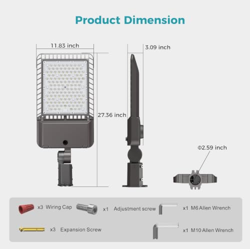 340W Parking Lot Light 61200LM LED Street Lights Outdoor 9Pack