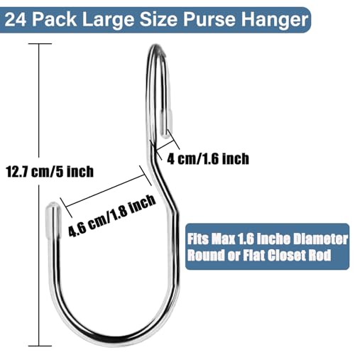 24 Pack Purse Hangers for Closet (24 Pack Platinum)
