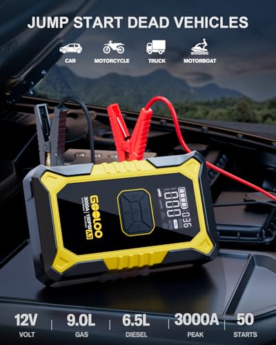 A3 12V 3000A Portable Jump Starter with Air Compressor (Yellow)