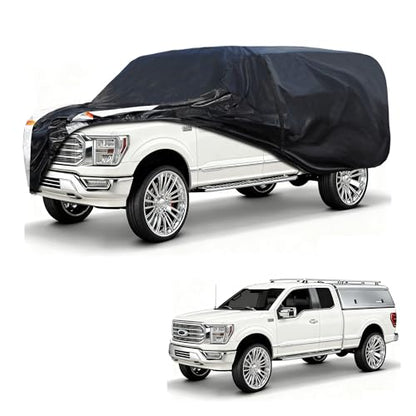 Truck Cover with Camper Shell Topper (B.Truck with Shell(Length:228 to 242 inch) / Black Truck Cover)
