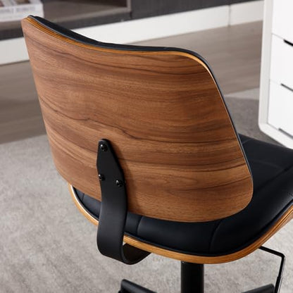 Home Office Desk Chair with Rubber Wheels (Black / Standard Style)