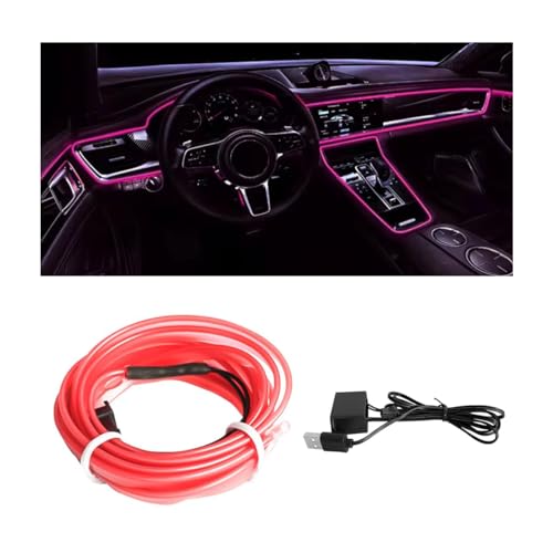 EL Wire Car Interior LED Strips Lights (Pink)