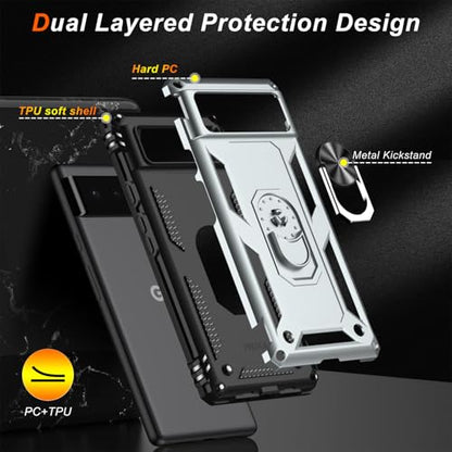 for Google Pixel 6 Case with Screen Protector (Silver / Google Pixel 6)