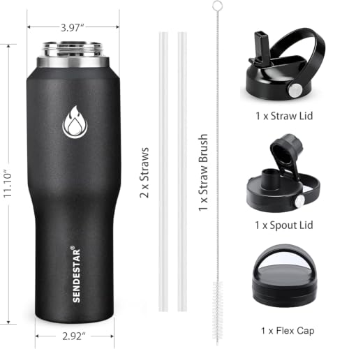 40oz Stainless Steel Water Bottle (Black / 40 Ounces)