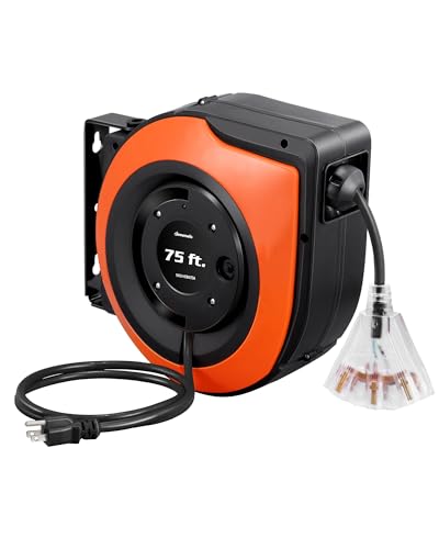 75FT Retractable Extension Cord Reel (Orange)