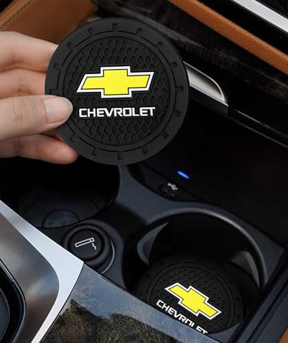 Car Cup Holder Coaster for Chevrolet Series Recessed Silicone Cupholder Coaster Interior Accessories 2.75in 2Pieces Black (Black-10)