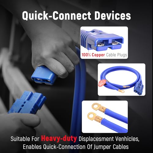 Quick Connect Heavy Duty Jumper Cables (1 Gauge, (30FT) Andersen Connector)