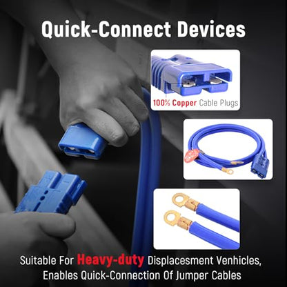 Quick Connect Heavy Duty Jumper Cables (1 Gauge, (30FT) Andersen Connector)