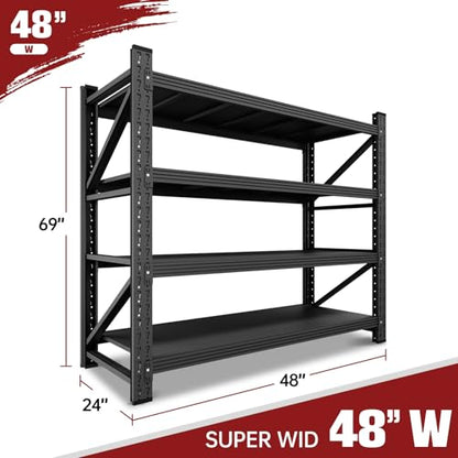 3000LBS Storage Shelves (48"W x 23.7"D x 70"H / Black)