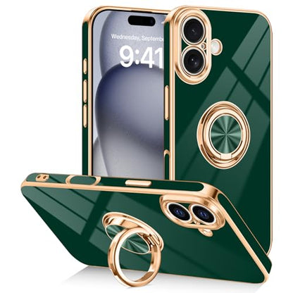 Designed for iPhone 17 Case with Ring Stand Slim Green (Green / 6.3'' iPhone 17)