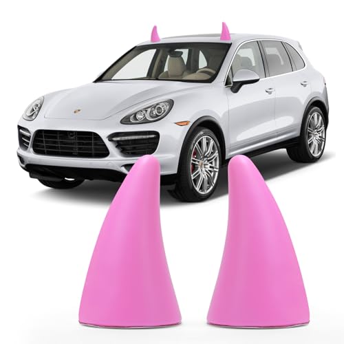 Car 3D Devil Horns Sticker (Fashion Pink)