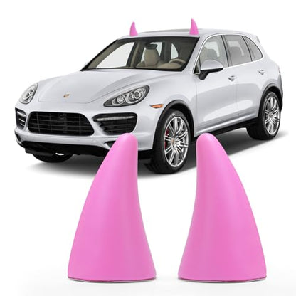 Car 3D Devil Horns Sticker (Fashion Pink)