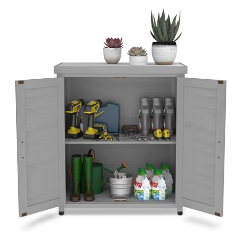 Outdoor Storage Shed Waterproof (Gray / 17.00"D x 36.00"W x 31.10"H)