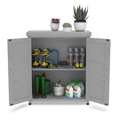 Outdoor Storage Shed Waterproof (Gray / 17.00"D x 36.00"W x 31.10"H)