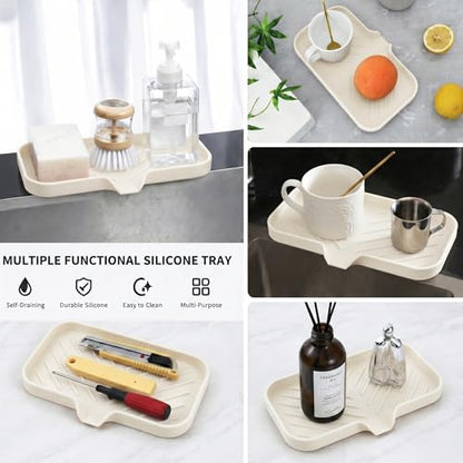 Silicone Soap Dish with Drain Spout (Tapioca / M(9.6"×5.3"))