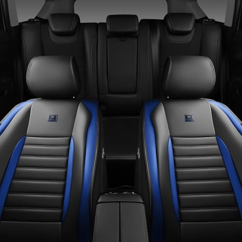 Nappa Leather Car Seat Covers Front Seats (Black Blue / Front Seats)