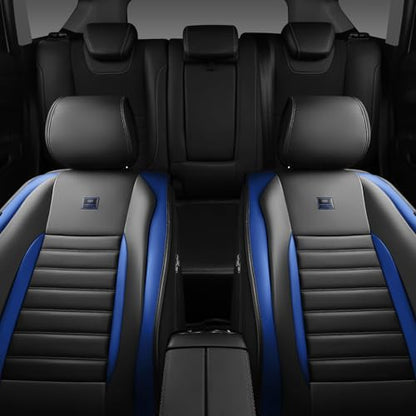 Nappa Leather Car Seat Covers Front Seats (Black Blue / Front Seats)