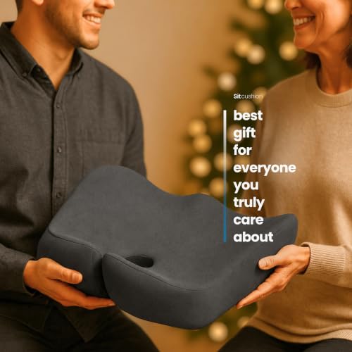 Ergo Office Chair Cushion for Back Pain (Dark Gray & Light Gray)