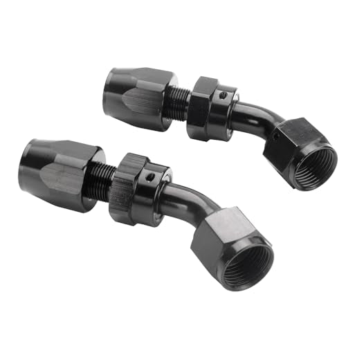 Swivel 12AN Fitting 45 Degree For CPE Braided Hose End Black 2Pcs (12AN 45° 2Pcs)