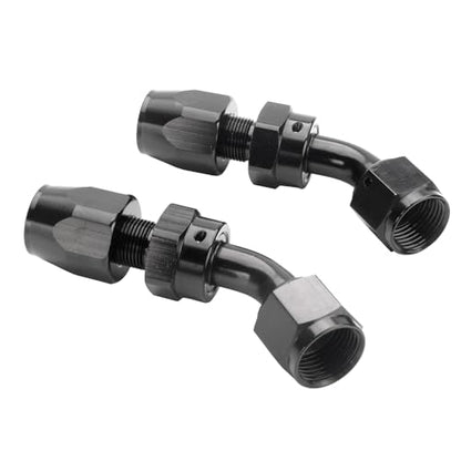 Swivel 12AN Fitting 45 Degree For CPE Braided Hose End Black 2Pcs (12AN 45° 2Pcs)
