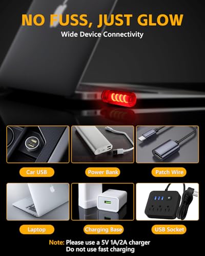 2PCS [Retro Playful Style] USB Lights for Car (Red(Spiral) / Clear Glass)