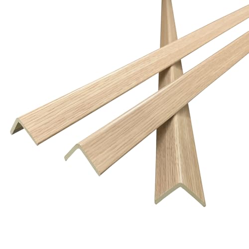 Wall Corner Protector 6PCS 45" Corner Molding Trim Oak Wood Grain Corner Trim Decorative Strips for Door and Window Frames Mirror Edges Ceramic Tiles (Oak)