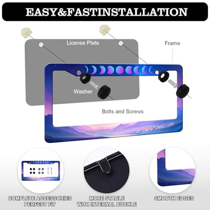 Moon Phase Mountains License Plate Frames (Moon Phase1)