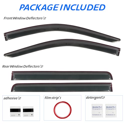 4 PCS Window Visors Deflectors Fit for 2019 (For 2019-2025 Silverado/Sierra Crew Cab)