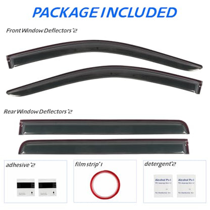 4 PCS Window Visors Deflectors Fit for 2019 (For 2019-2025 Silverado/Sierra Crew Cab)