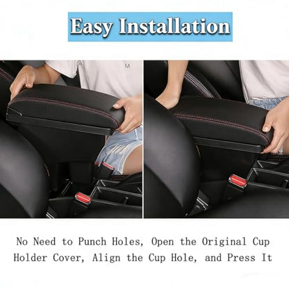 Armrest Box Center Console Seat Storage Box for Suzuki Jimny 2019 (Black-B Red Line)