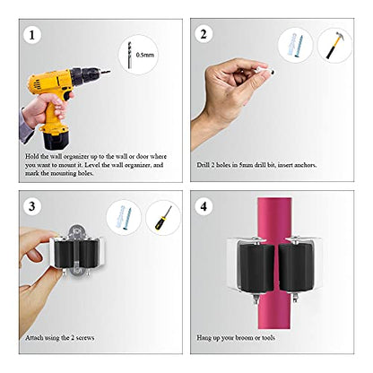 Broom Holder Wall Mount 30 Pack (30 / Matte Black)