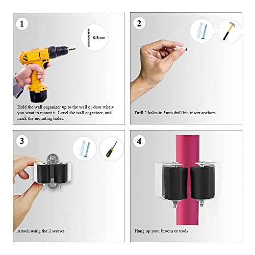 Broom Holder Wall Mount 50 Pack (50 / Matte Black)