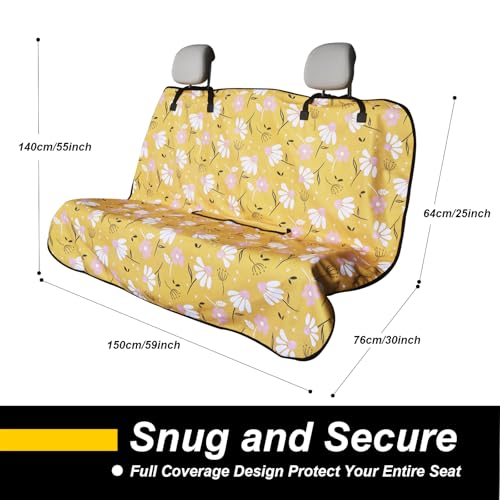 Back Seat Cover for Car Trucks Van SUV Jeep (Rear Bench Seat Towel / Chamomile and Yellow)