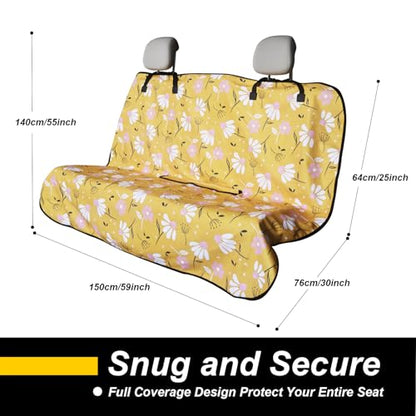 Back Seat Cover for Car Trucks Van SUV Jeep (Rear Bench Seat Towel / Chamomile and Yellow)