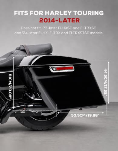 Motorcycle 5" Stretched Saddlebags Fit For Harley Touring 2014 (5" Stretched-Vivid Black W/ Chrome Latches)