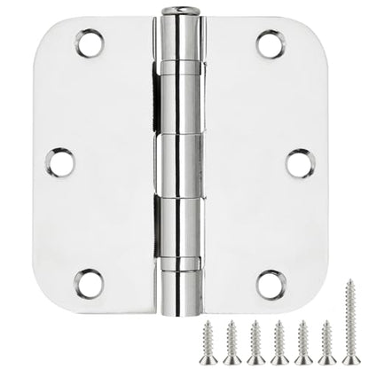 Rounded Door Hinges Polished Chrome 3.5 Inch 5 (Polished Chrome-Rounded / 3 Pack-Ball Bearing-lasting no squeak)