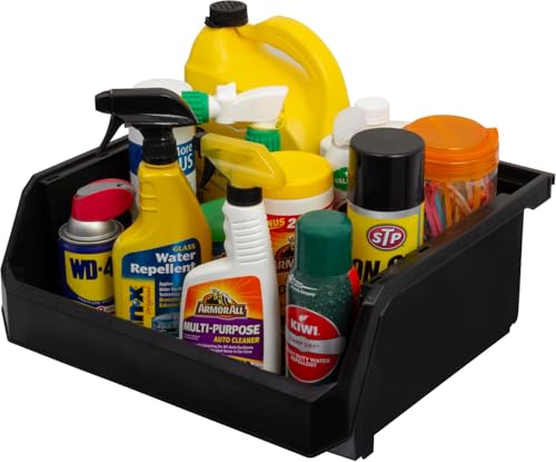 Extra Large Stackable Plastic Storage Bins (Black / Extra Large, 4-Pack)