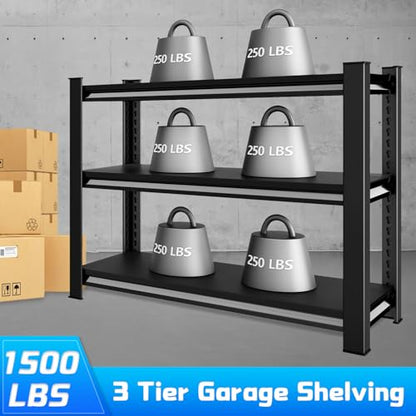40" W Garage Shelving Heavy Duty (Black / 40" W x 18" D x 36" H)