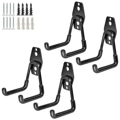 Garage Storage Utility Hooks (4 Pack-Black)