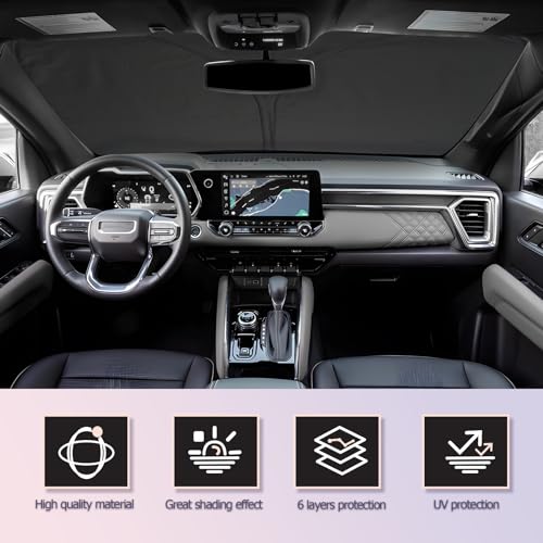 for 2024 2025 Chevy Colorado Windshield Sun Shade 2024 2025 Colorado Windshield Sunshades 2024 2025 Chevy Colorado Accessories Sunshade Cover Block UV Ray Front Window Sunshade (2024 2025 Colorado)