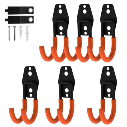 Garage Hooks 6 Pack Small Round Wall Hooks for Hanging Heavy Duty Ladders (Orange / Small Round-6pcs)